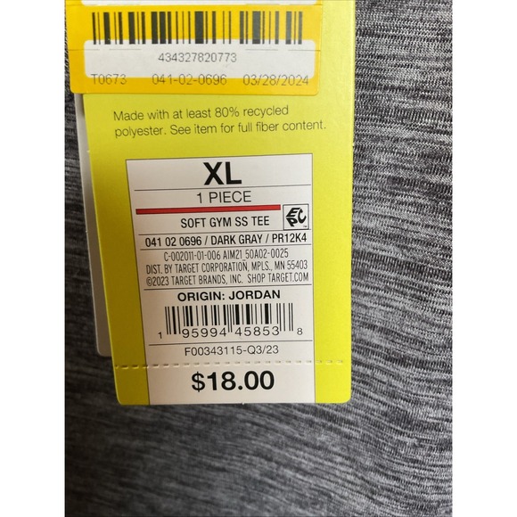 All In Motion Mens Short Sleeve Soft Gym Gray T-shirt Wicking Stretch Size XL - Picture 4 of 4